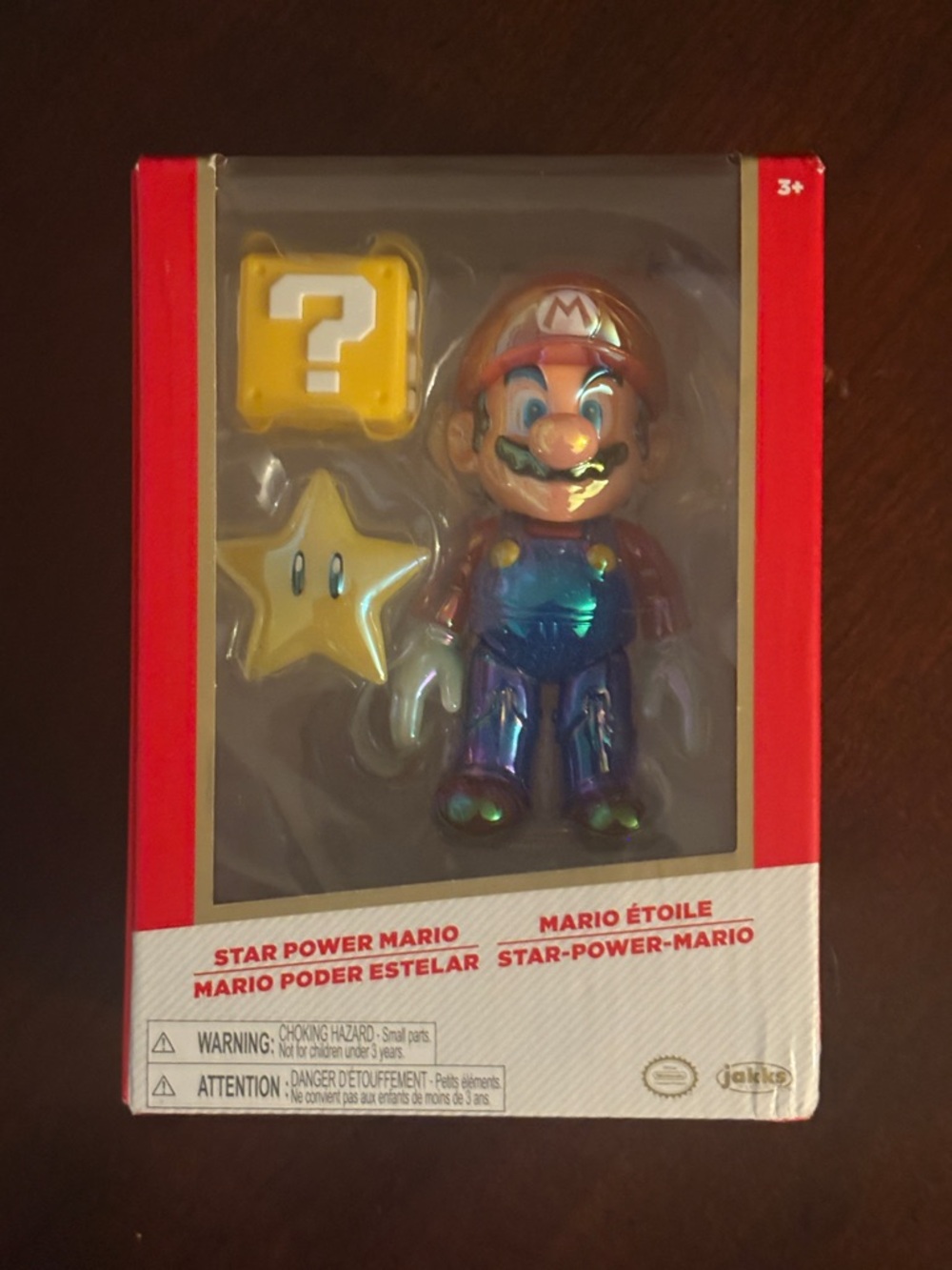 Star Power Mario Figure with Star & Question Block - Rainbow Finish